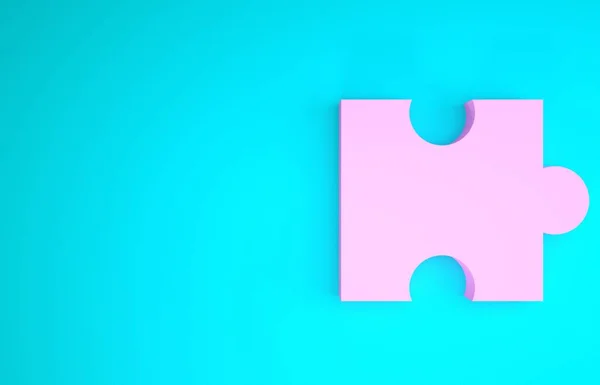 Pièce rose de puzzle icône isolée sur fond bleu. Appartement moderne, affaires, marketing, finance, concept internet. Concept de minimalisme. Illustration 3D rendu 3D — Photo