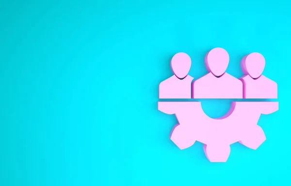 Icono base del equipo Pink Project aislado sobre fondo azul. Análisis y planificación empresarial, consultoría, trabajo en equipo, gestión de proyectos. Desarrolladores. Concepto minimalista. 3D ilustración 3D render — Foto de Stock