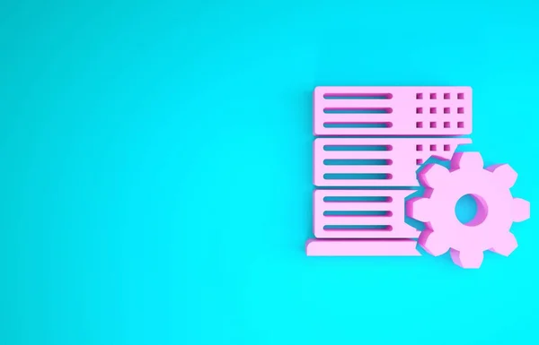 Icona impostazione server rosa isolata su sfondo blu. Concetto minimalista. Illustrazione 3d rendering 3D — Foto Stock