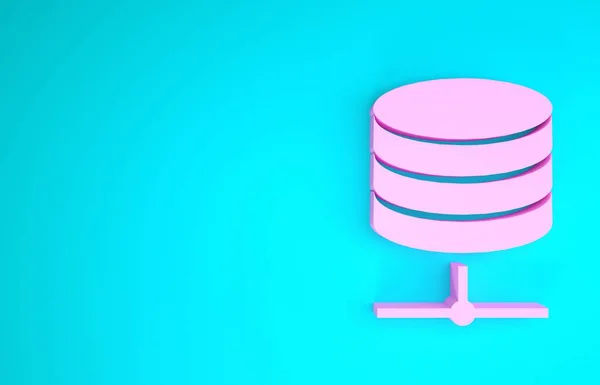 Pink Server, Data, Web Hosting icon isolated on blue background. Minimalism concept. 3d illustration 3D render