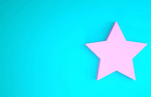 Ícone Pink Star isolado no fundo azul. Favorito, melhor classificação, símbolo de prêmio. Conceito de minimalismo. 3D ilustração 3D render — Fotografia de Stock