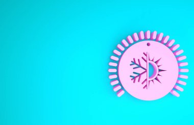 Pembe Termostat simgesi mavi arkaplanda izole edildi. Sıcaklık kontrolü. Minimalizm kavramı. 3d illüstrasyon 3d canlandırma