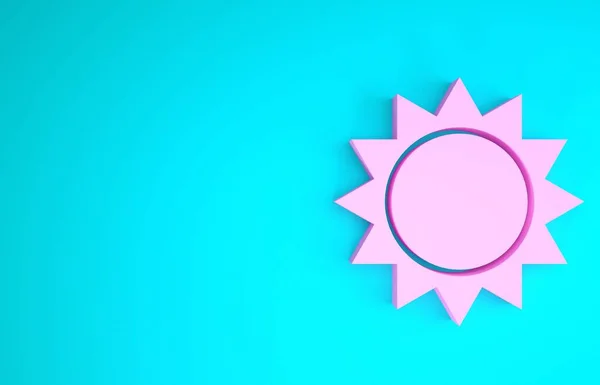 Ікона Pink Sun ізольована на синьому фоні. Концепція мінімалізму. 3d Illustrated 3d render — стокове фото