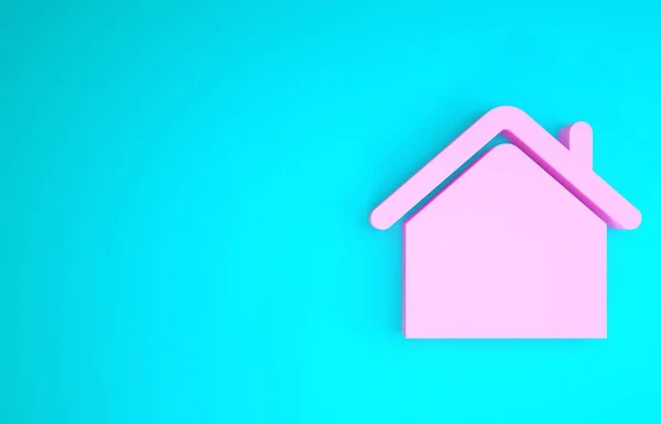 Pink House icon isolated on blue background. Home symbol. Minimalism concept. 3d illustration 3D render — Stock Photo, Image