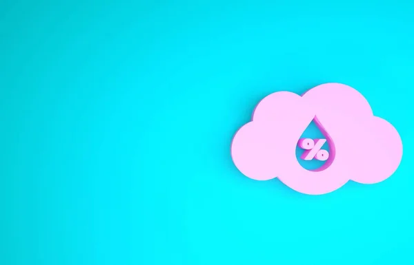 Icono de humedad rosa aislado sobre fondo azul. Clima y meteorología, nube, símbolo del termómetro. Concepto minimalista. 3D ilustración 3D render —  Fotos de Stock