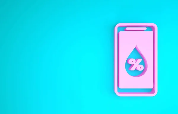 Umidità rosa per l'icona Smart Home isolata su sfondo blu. Meteo e meteorologia, simbolo del termometro. Concetto minimalista. Illustrazione 3d rendering 3D — Foto Stock