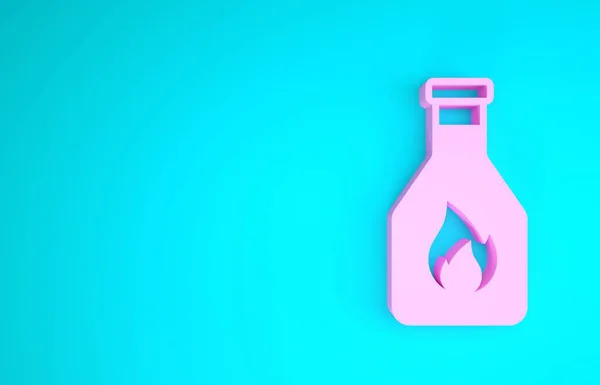 Roze Ketchup flessenpictogram geïsoleerd op blauwe achtergrond. Minimalisme concept. 3d illustratie 3d renderen — Stockfoto
