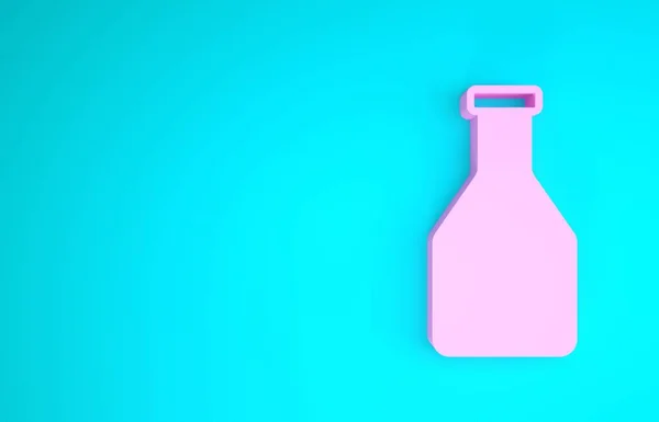 Icono de la botella de Ketchup rosa aislado sobre fondo azul. Concepto minimalista. 3D ilustración 3D render — Foto de Stock