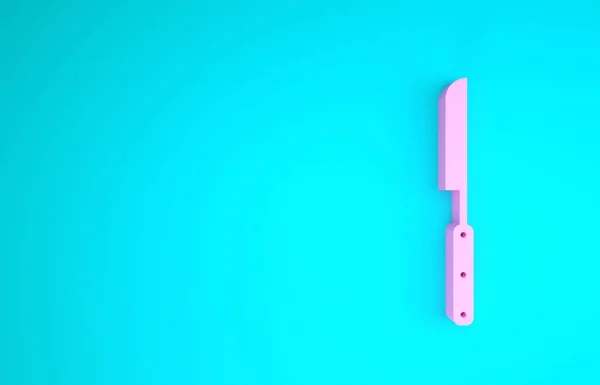 Rosa grill kniv ikon isolerad på blå bakgrund. Köksknivsikon. Bbq kniv tecken. Grill och grill verktyg. Minimalistiskt koncept. 3D-illustration 3D-återgivning — Stockfoto