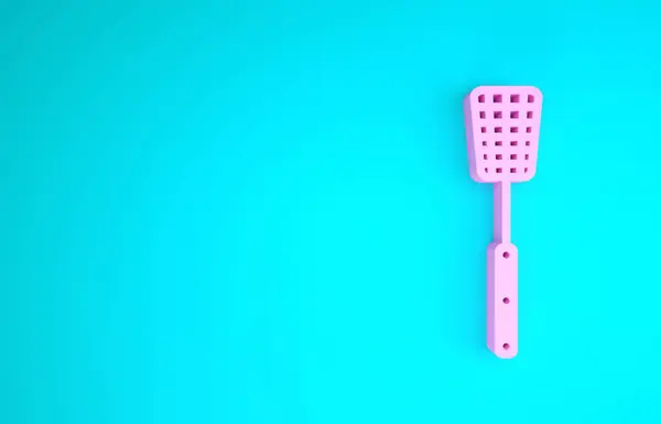Рожева піктограма шпателя барбекю ізольована на синьому фоні. Кухонний шпатель значок. Знак шпателя барбекю. Барбекю та гриль-інструмент. Концепція мінімалізму. 3D ілюстрація 3D рендеринга — стокове фото