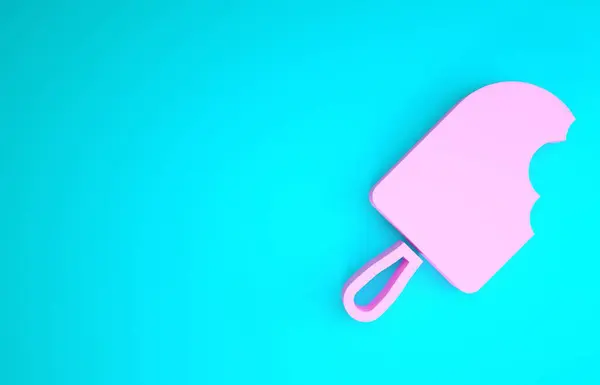 Pink Ice cream icon isolated on blue background. Sweet symbol. Minimalism concept. 3d illustration 3D render — ストック写真