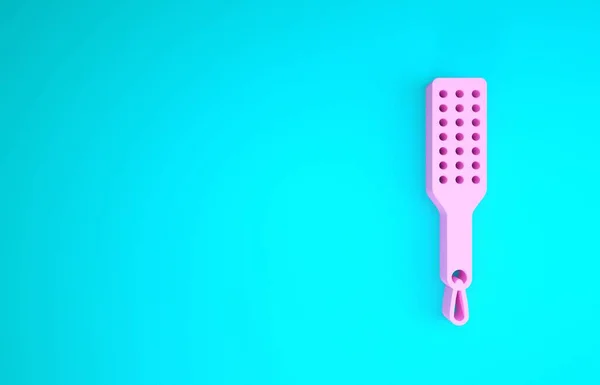 Pink Spanking paddle icon isolated on blue background. Fetish accessory. Sex toy for adult. Minimalism concept. 3d illustration 3D render — Stock Photo, Image