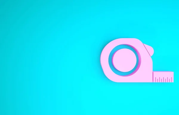 Pink Roulette bouwpictogram geïsoleerd op blauwe achtergrond. Tape maatregel symbool. Minimalisme concept. 3d illustratie 3d renderen — Stockfoto