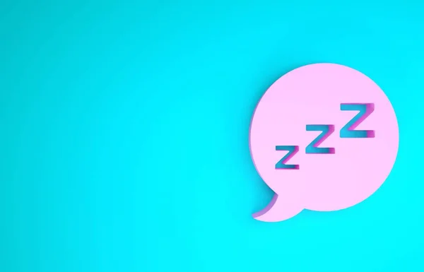 Burbuja de habla rosa con el icono de ronquido aislado sobre fondo azul. Concepto de sueño, insomnio, aplicación de despertador, sueño profundo, despertar. Concepto minimalista. 3D ilustración 3D render —  Fotos de Stock