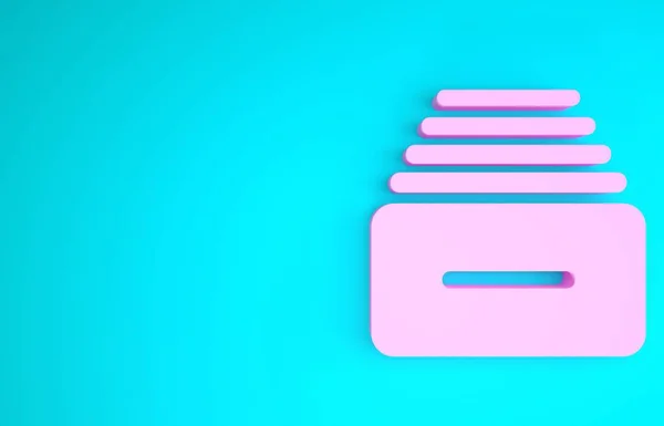 Pink Drawer з іконою документів, ізольованою на синьому фоні. Архів картотеки. Кабінет міністрів. Меблі офісу. Концепція мінімалізму. 3d Illustrated 3d render — стокове фото