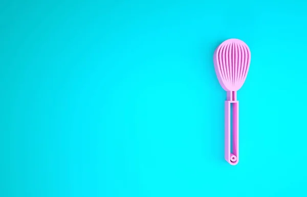 Różowa ikona whisky Kuchnia izolowana na niebieskim tle. Przybornik kuchenny, tłuczek do jajek. Znak sztućców. Symbol mieszanki żywności. Koncepcja minimalizmu. Ilustracja 3D 3D renderowania — Zdjęcie stockowe