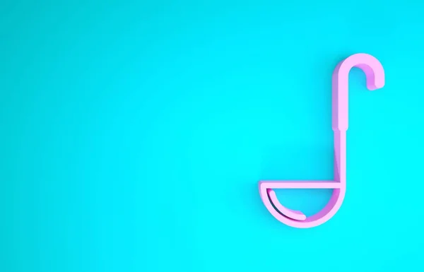Pinkfarbene Kelle Ikone isoliert auf blauem Hintergrund. Kochutensilien. Bestecklöffelzeichen vorhanden. Minimalismus-Konzept. 3D Illustration 3D Renderer — Stockfoto