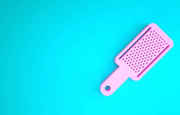 Icona Pink Grater isolata su sfondo blu. Simbolo della cucina. Utensile da cucina. Segno di posate. Concetto minimalista. Illustrazione 3d rendering 3D — Foto Stock