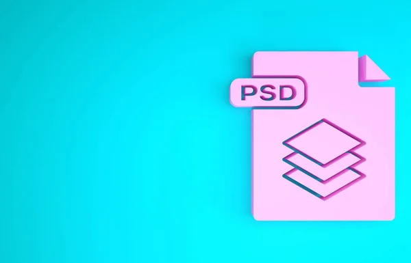 Document de fichier PSD rose. Télécharger icône bouton psd isolé sur fond bleu. Fichier PSD symbole. Concept de minimalisme. Illustration 3D rendu 3D — Photo