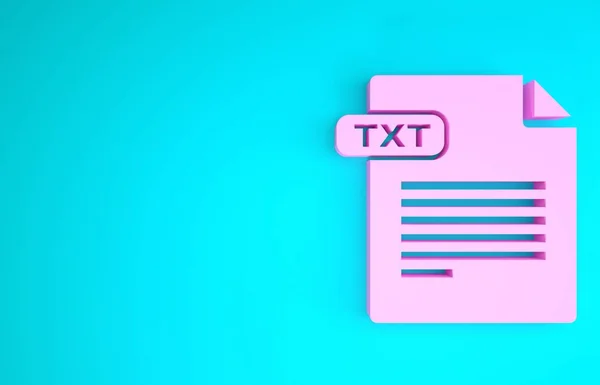 Documento de archivo TXT rosa. Descargar icono del botón txt aislado sobre fondo azul. Texto símbolo de extensión de archivo. Concepto minimalista. 3D ilustración 3D render — Foto de Stock
