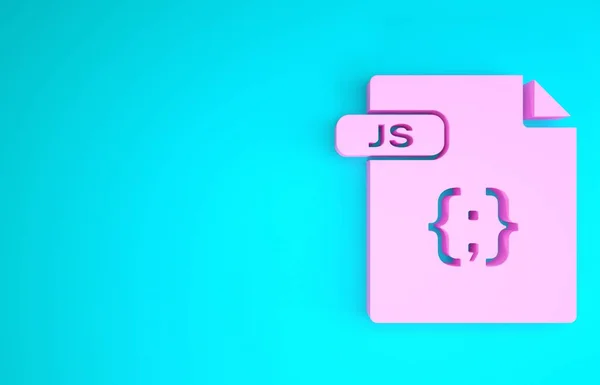 Документ Pink JS. Иконка кнопки выделена на синем фоне. Символ файла JS. Концепция минимализма. 3D-рендеринг — стоковое фото