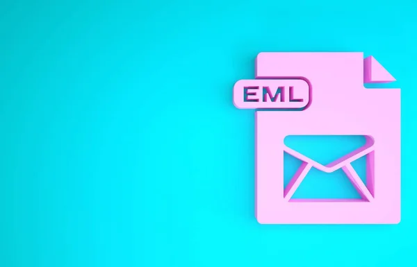Έγγραφο αρχείου Pink Eml. Κατεβάστε το εικονίδιο του κουμπιού EML απομονωμένο σε μπλε φόντο. Eml σύμβολο αρχείου. Μινιμαλιστική έννοια. 3D απεικόνιση 3d καθιστούν — Φωτογραφία Αρχείου
