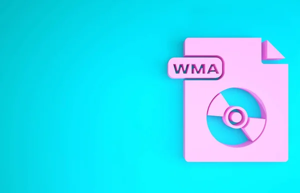 Dokument z pliku Pink Wma. Pobierz ikonę przycisku wma izolowane na niebieskim tle. Symbol pliku Wma. Znak formatu Wma. Koncepcja minimalizmu. Ilustracja 3d — Zdjęcie stockowe
