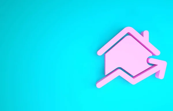 Pink Rising cost of housing icon isolated on blue background. Rising price of real estate. Residential graph increases. Minimalism concept. 3d illustration 3D render — Stock Photo, Image