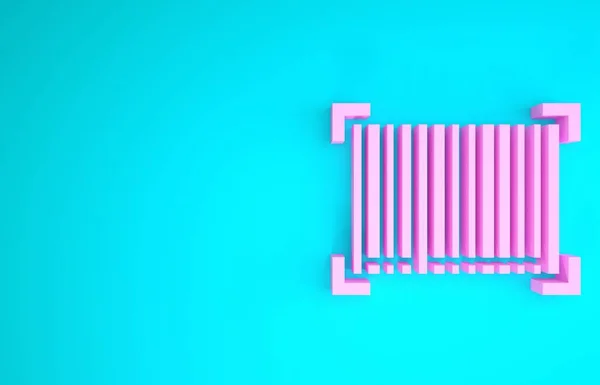 Icône code-barres rose isolée sur fond bleu. Concept de minimalisme. Illustration 3D rendu 3D — Photo