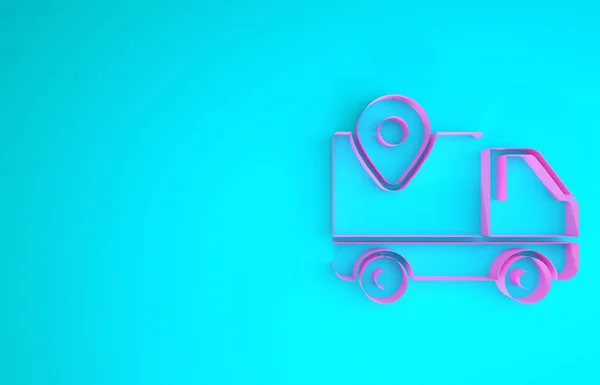 Pink Delivery tracking icon isolated on blue background. Parcel tracking. Minimalism concept. 3d illustration 3D render