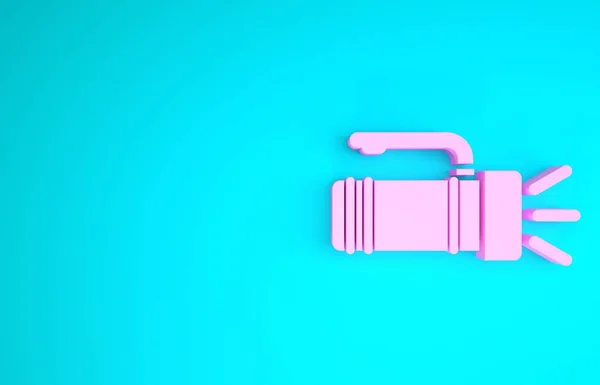 Ícone de lanterna rosa isolado no fundo azul. Alça lanterna turística. Conceito de minimalismo. 3D ilustração 3D render — Fotografia de Stock