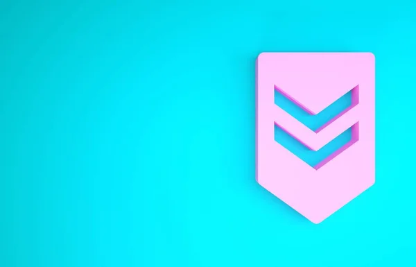 Roze Chevron icoon geïsoleerd op blauwe achtergrond. Militaire badge teken. Minimalisme concept. 3d illustratie 3d renderen — Stockfoto