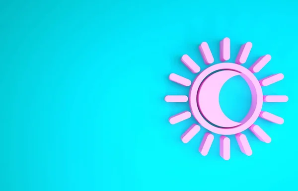 Pink Eclipse of the sun icon isolated on blue background. Total sonar eclipse. Minimalism concept. 3d illustration 3D render — Stock Photo, Image