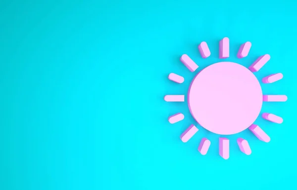 Pink Sun icon isolated on blue background. Minimalism concept. 3d illustration 3D render — Stock Photo, Image