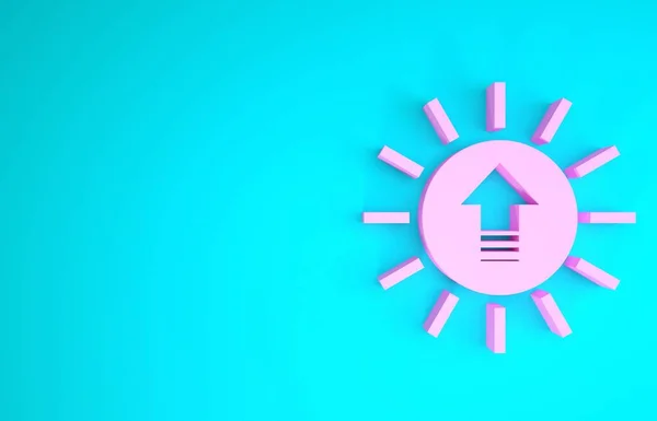Ícone de pôr do sol rosa isolado no fundo azul. Conceito de minimalismo. 3D ilustração 3D render — Fotografia de Stock