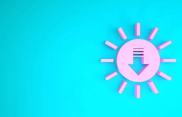 Pink Sunset icon isolated on blue background. Minimalism concept. 3d illustration 3D render