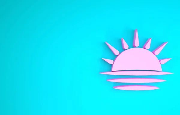 Pink Sunset icon isolated on blue background. Minimalism concept. 3d illustration 3D render