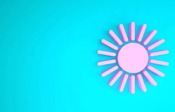 Pink Sun icon isolated on blue background. Minimalism concept. 3d illustration 3D render — Stock Photo, Image