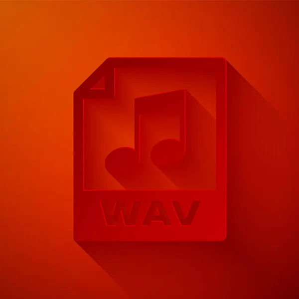 페이퍼 컷 WAV 파일 문서. WAV 버튼 아이콘을 다운로드할 수있습니다. WAV waveform 오디오 파일 포맷: 디지털 오디오 리프 파일용. 종이 예술 스타일. 벡터 일러스트 — 스톡 벡터