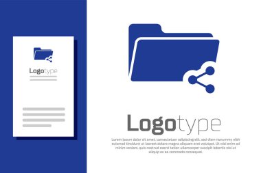 Mavi Paylaşım dizin simgesi beyaz arkaplanda izole edildi. Dizin paylaşımı. Dizin transfer işareti. Logo tasarım şablonu elemanı. Vektör İllüstrasyonu