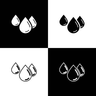 Su bırakma simgesini siyah beyaz arkaplanda izole et. Vektör İllüstrasyonu