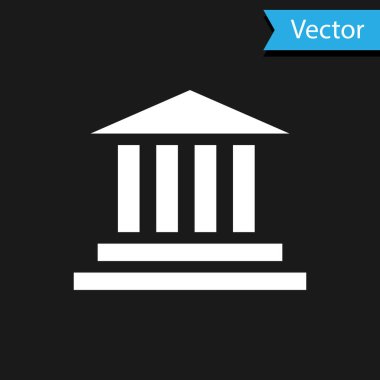 White Museum building icon isolated on black background. Vector Illustration