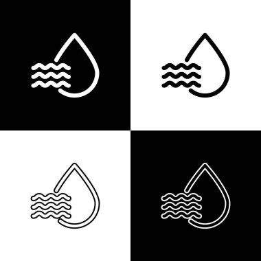 Siyah beyaz arka planda yalıtılmış Su bırakma yüzdesi simgesini ayarlayın. Nem analizi. Vektör İllüstrasyonu
