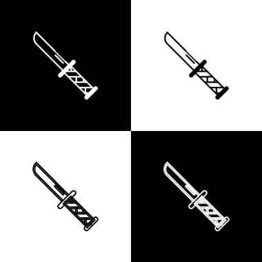 Siyah beyaz arka planda askeri bıçak ikonu belirleyin. Vektör İllüstrasyonu