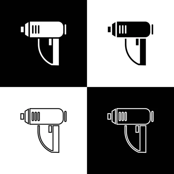 Set Electric industrial dryer icon isolated on black and white background. Vector Illustration — Stock Vector