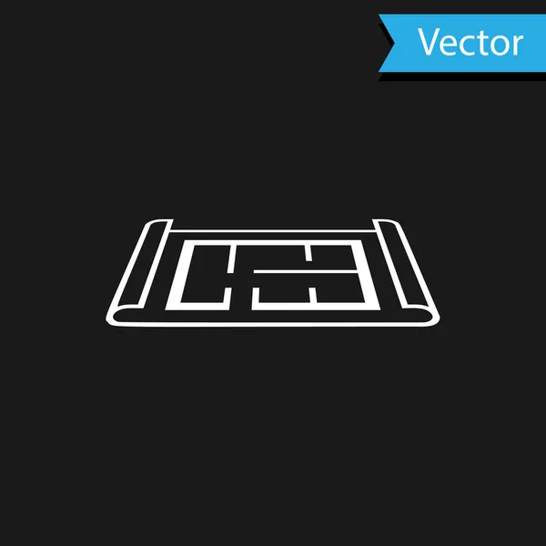 Ícone de plano da Casa Branca isolado no fundo preto. Ilustração vetorial — Vetor de Stock