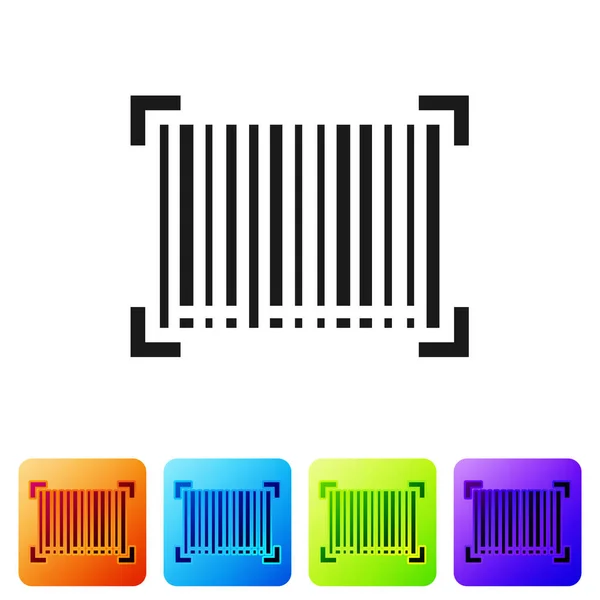 Schwarzes Barcode-Symbol isoliert auf weißem Hintergrund. setzen Sie Symbole in farbigen quadratischen Buttons. Vektorillustration — Stockvektor