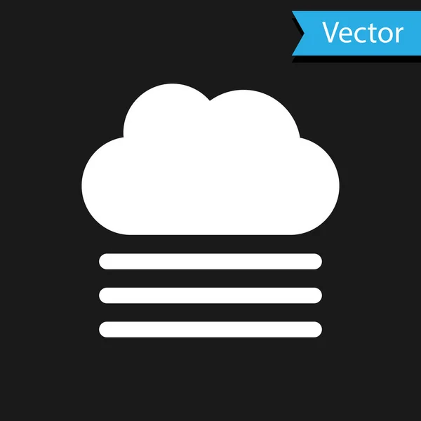 Icona Nebbia bianca e nuvola isolata su sfondo nero. Illustrazione vettoriale — Vettoriale Stock