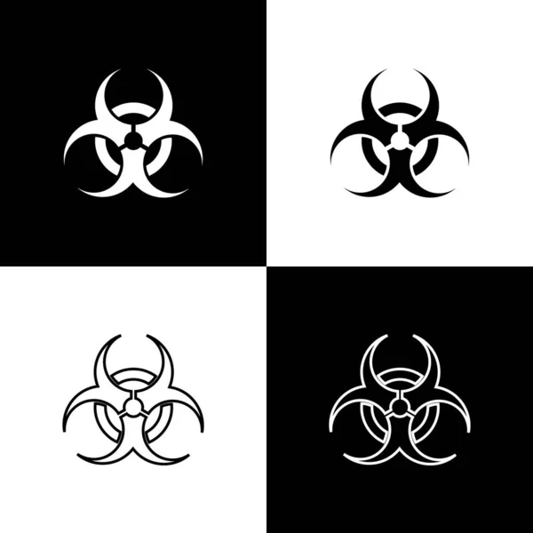 Állítsa Biohazard szimbólum ikon elszigetelt fekete-fehér alapon. Vektorillusztráció — Stock Vector