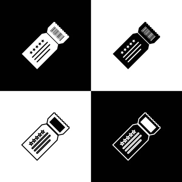Stel ticket pictogram geïsoleerd op zwart-wit achtergrond. Vector illustratie — Stockvector